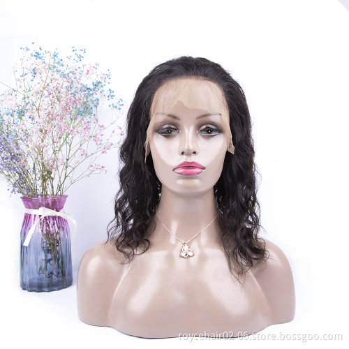 Raw Virgin Remy Indian Human Hair Wet and Wavy Water Wave Lace Closure Front Jewish Wig Kosher Wigs